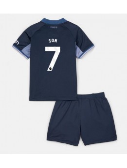 Otroški Nogometna dresi replika Tottenham Hotspur Son Heung-min #7 Gostujoči 2023-24 Kratek rokav (+ hlače)